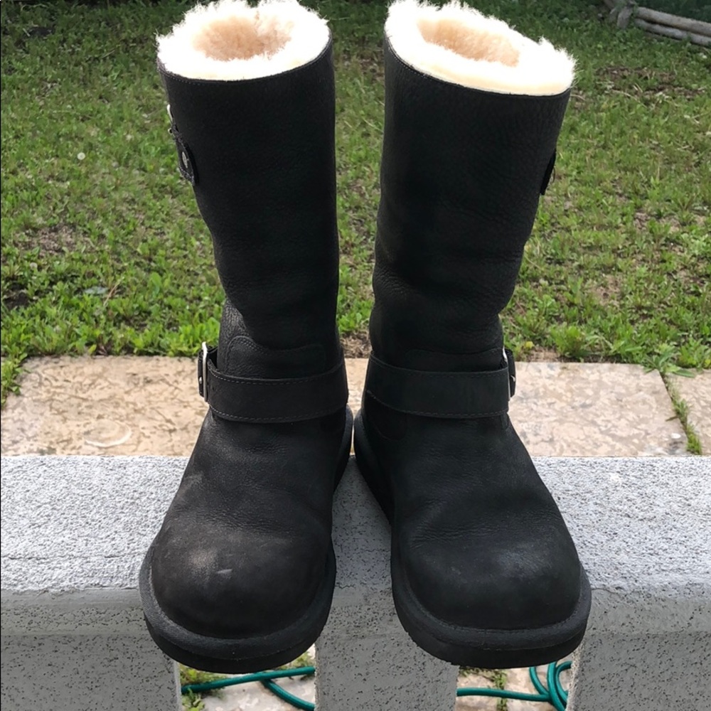 UGG Black Shearling-Lined Mid-Calf Boots